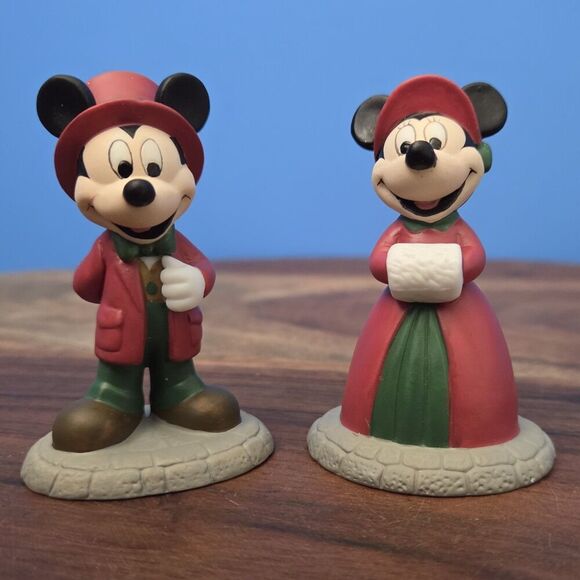 Department 56 Disney Porcelain Mickey & Minnie Mouse Figurine Set Holiday Theme - Picture 1 of 13